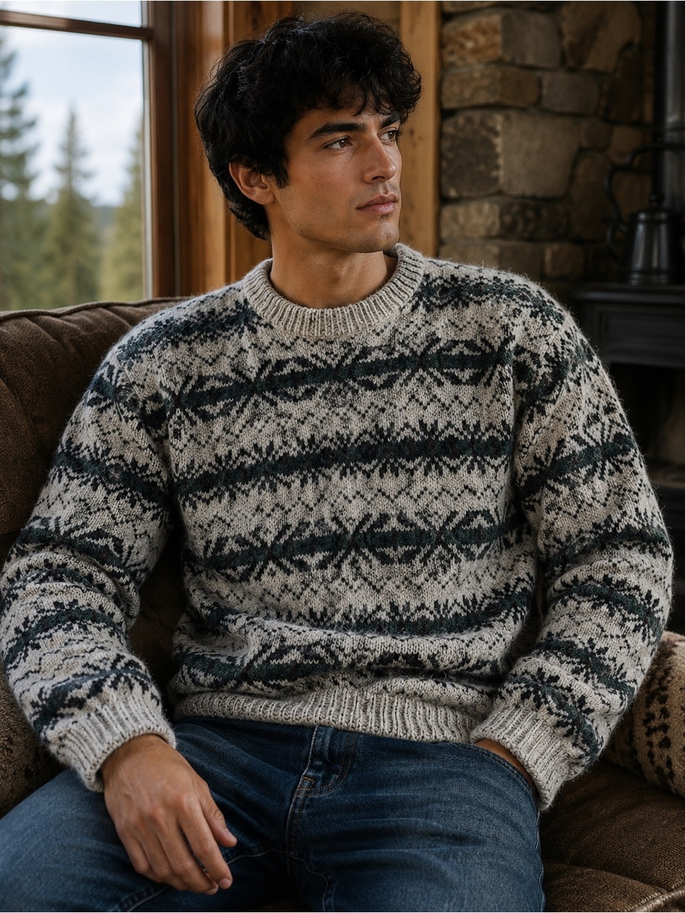 Vintage Fieldmaster Fair Isle Knit Crewneck Sweater Retro Nordic Snowflake XLT